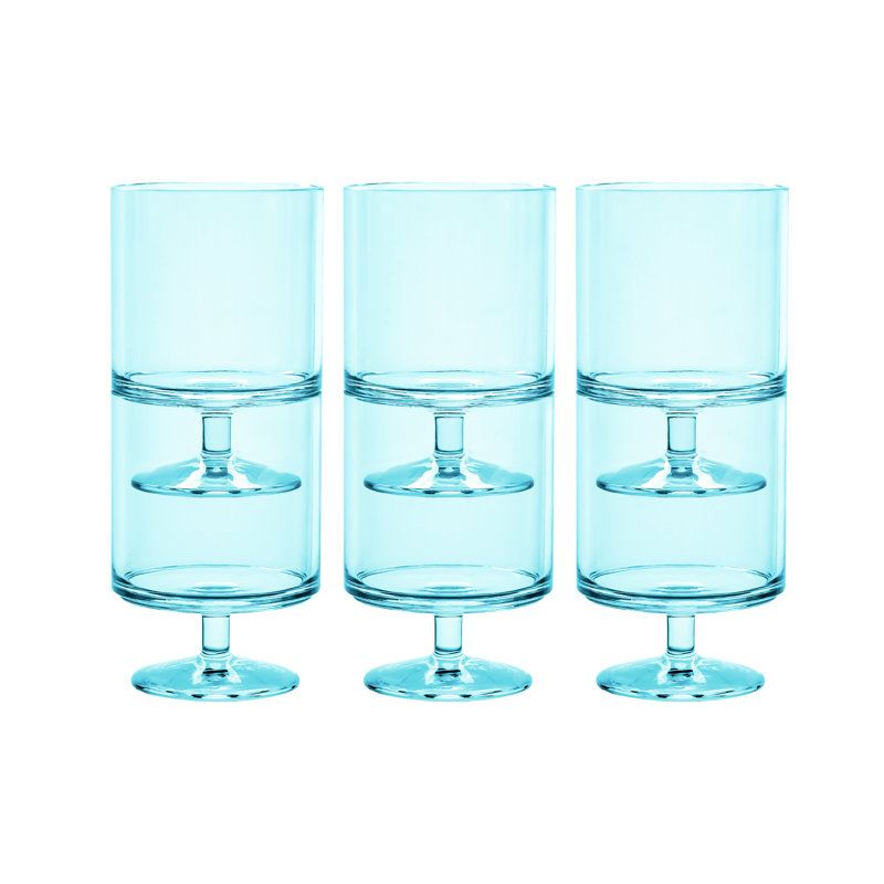 Aqua Acrylic 9.4oz Stacking Wine Goblet Set