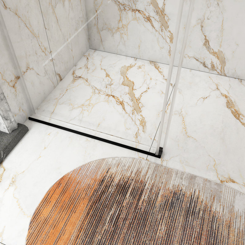 60 po X P 74 po H Porte de douche coulissante sans cadre au fini noir mat