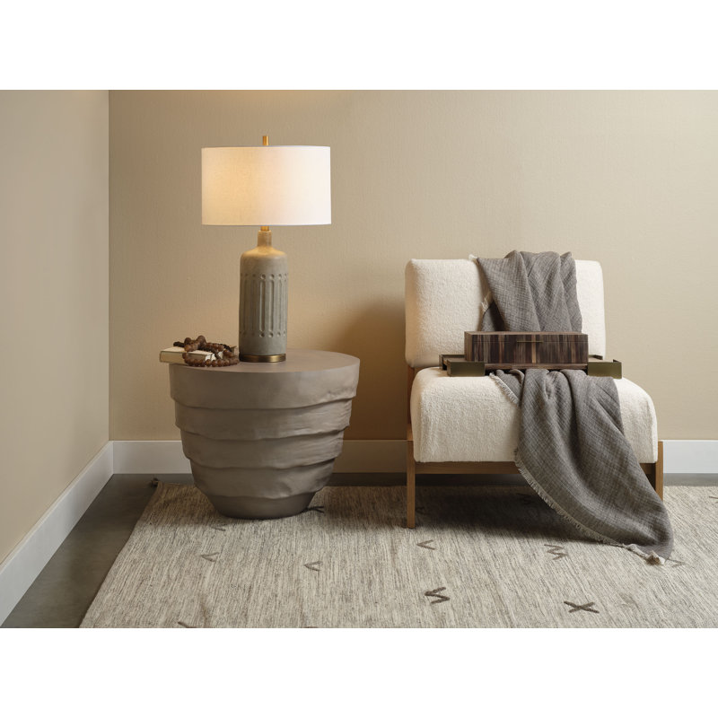 Cement Rustic Round Fiberglass Outdoor Side Table
