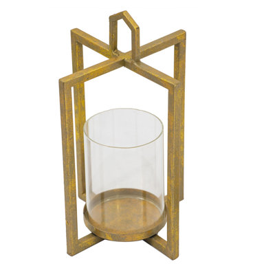 S/3 Gold Open-Face Metal Candle Holders