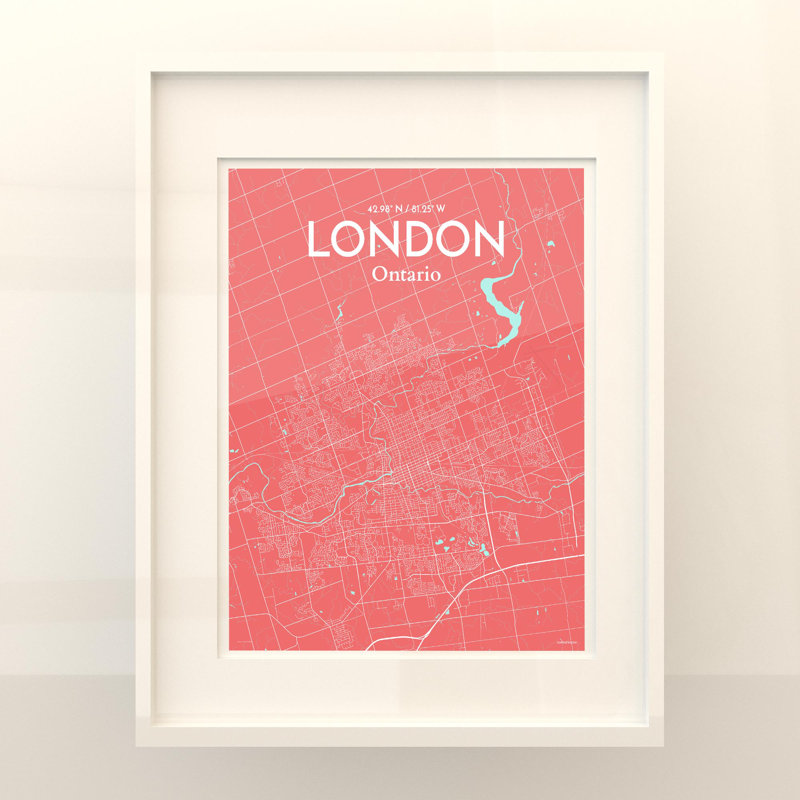 London Ontario City Map In Maritime - No Frame Print, 20cm H x 16cm W x 0.05cm D