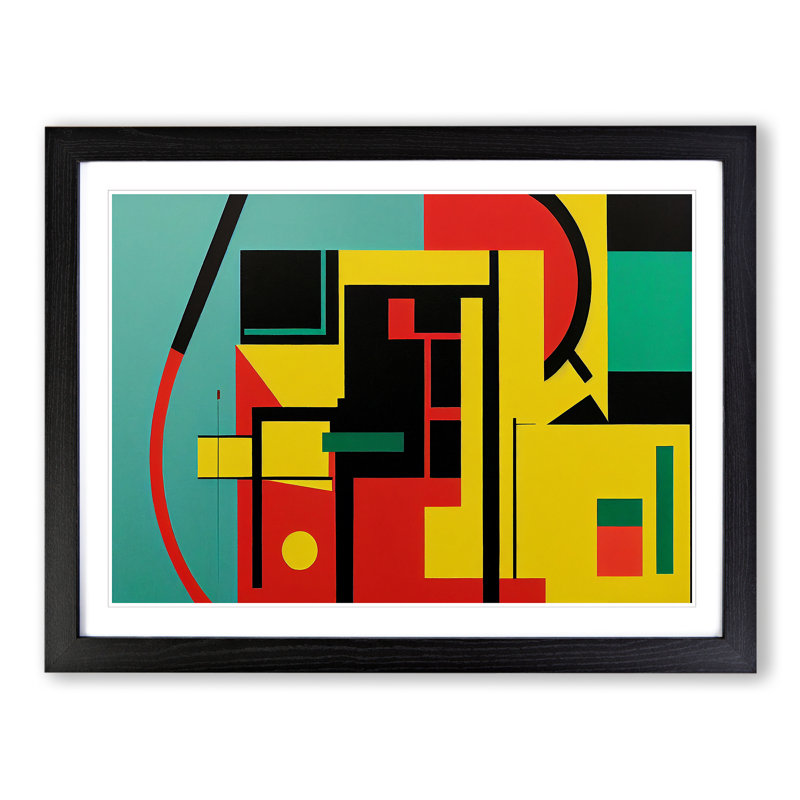 Abstract Bauhaus Art Vol.5 - Single Picture Frame Painting, Black, 25cm H x 34cm W x 2cm D
