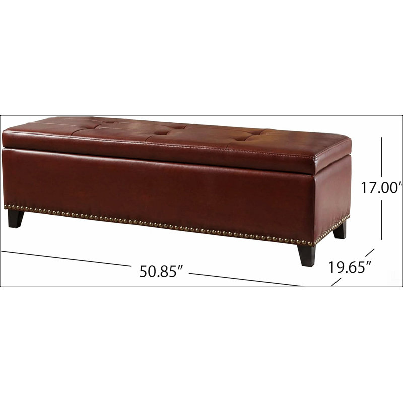 Ottoman with Storage, 51 Inch Large Ottomans Storage Bench, Upholstered End of Bed Bench with Hinged Lid, Long Foot Rest Stool for Living Room Bedroom 