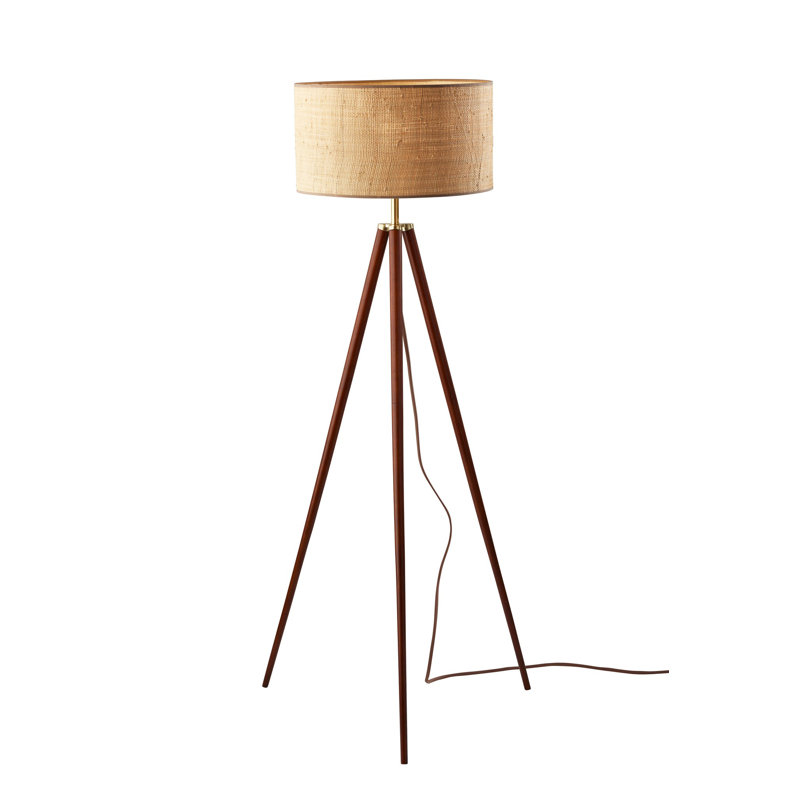 Lampe trépied 60 "Kisa, Brun / Laiton antique, Brun/beige