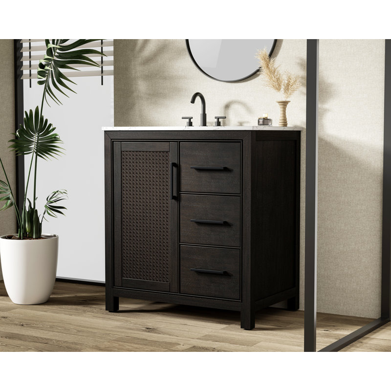 Meuble-lavabo simple 32 po, Chêne chocolat