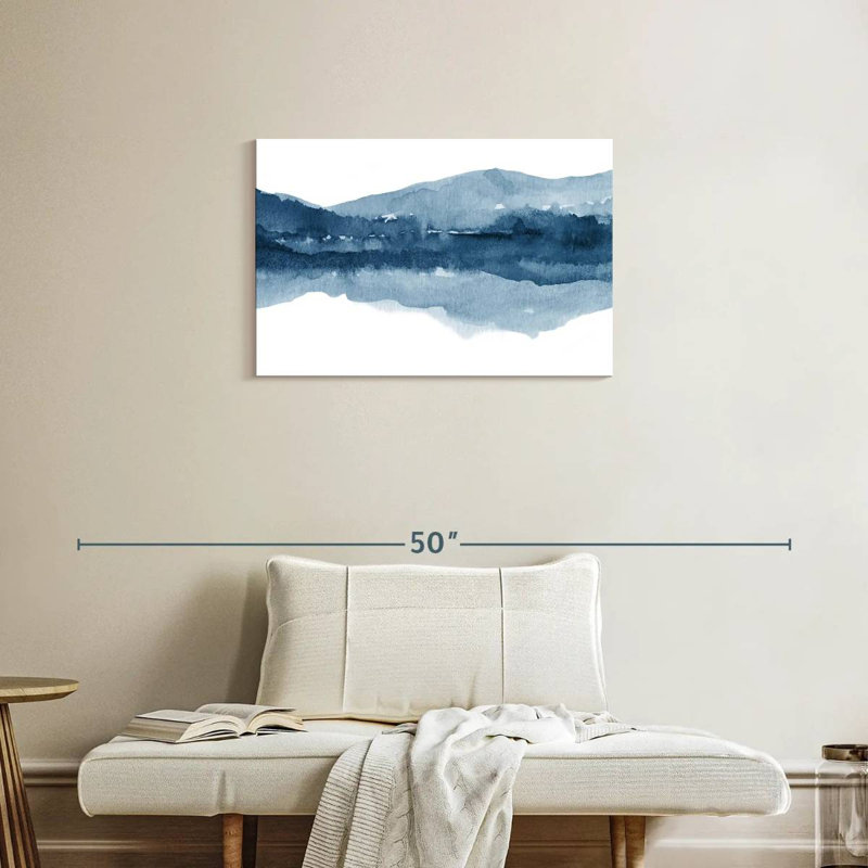 Aquarelle Avery, paysage bleu marine II, H 20 po x l 30 po