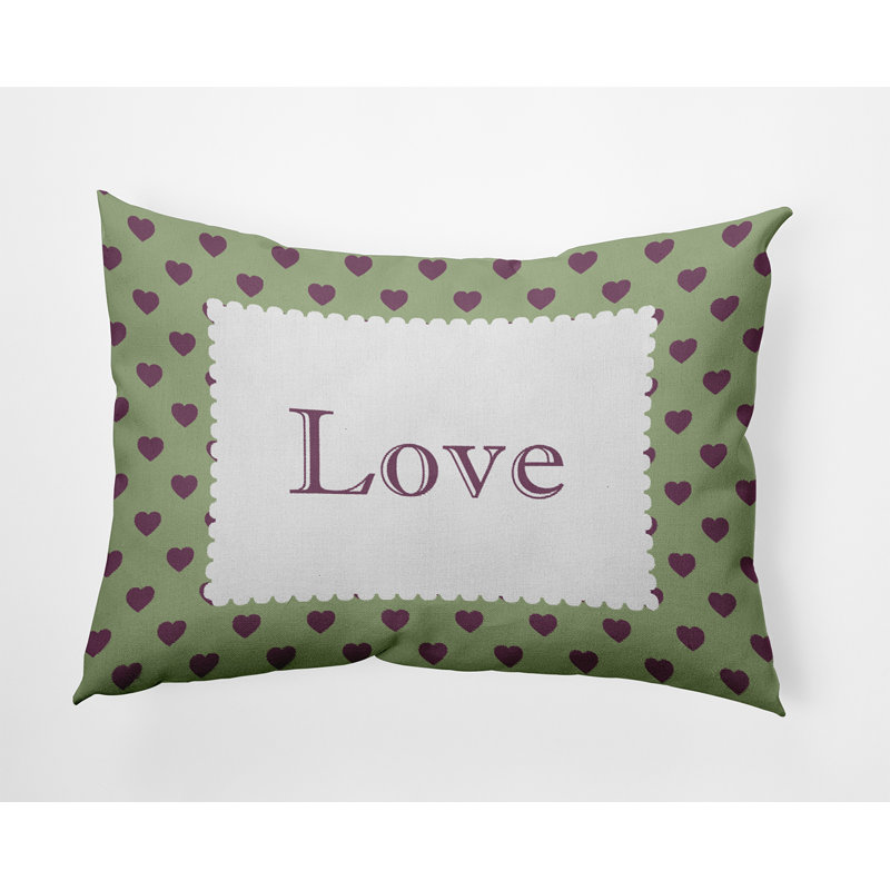 Coussin décoratif décoratif Love PHW1644GR41PU38, H 14 po x l 20 po, Rectangulaire