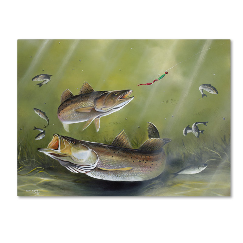 « tacheté truite », reproduction d’impression sur toile tendue, H 35 po x l 47 po