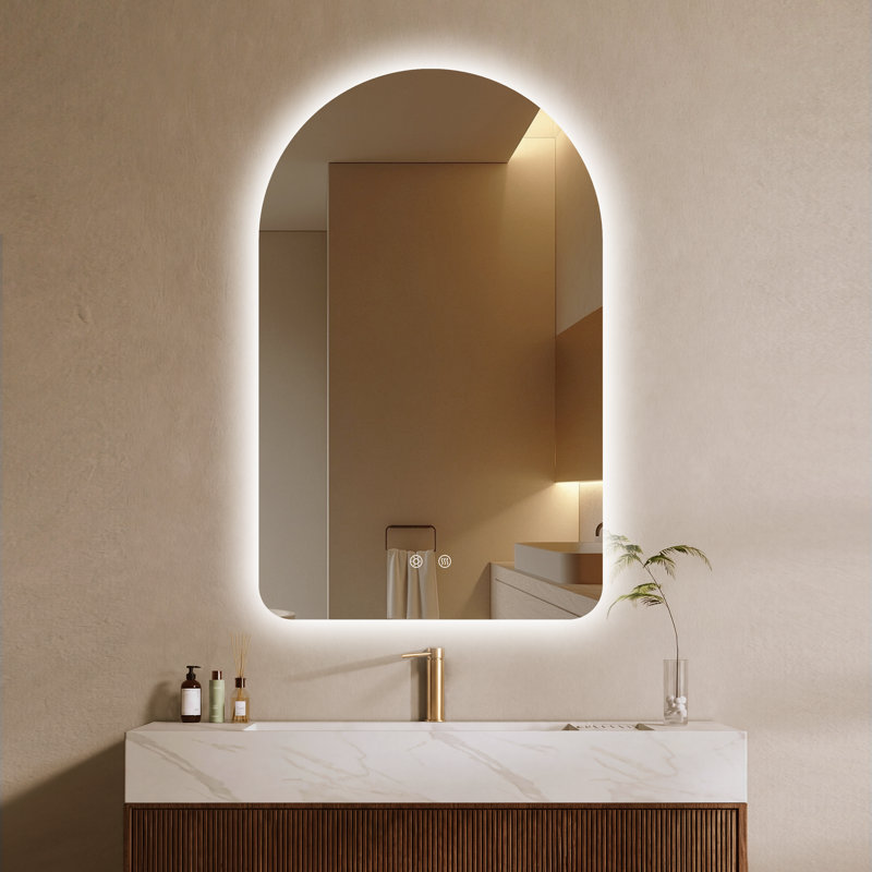 Plastic and Glass Arch Wall Vanity Mirror