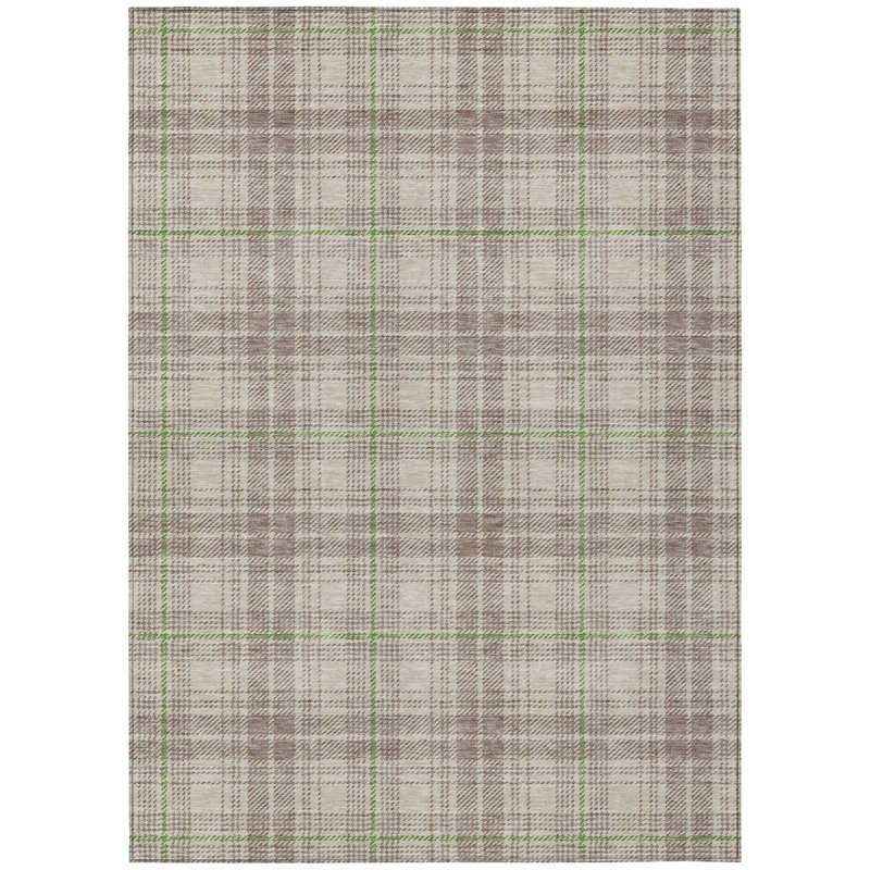Tapis d'intérieur lavable beige à carreaux ivoire 5 pi x 8 pi
