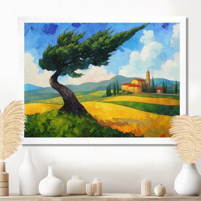 Reproduction d'art mural «The Swaying Cypress Pointimism Reimagined III - Van Gogh»