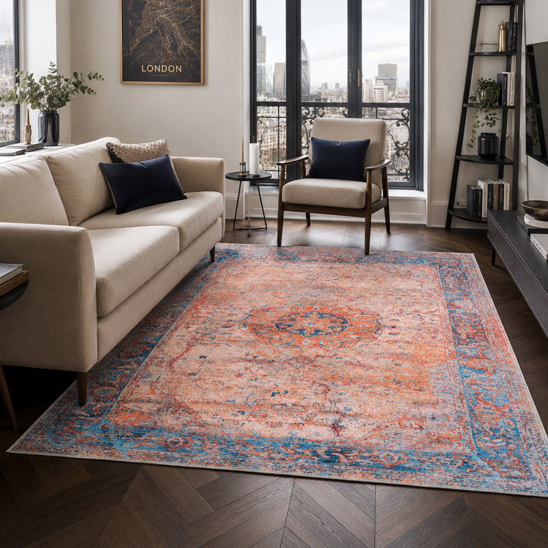 Netline Home Century Vinework Warm Orange Traditional Washable Rug, 200 x 300 cm