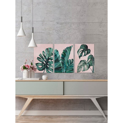 « tropical leaves triptyque », impression sur toile tendue