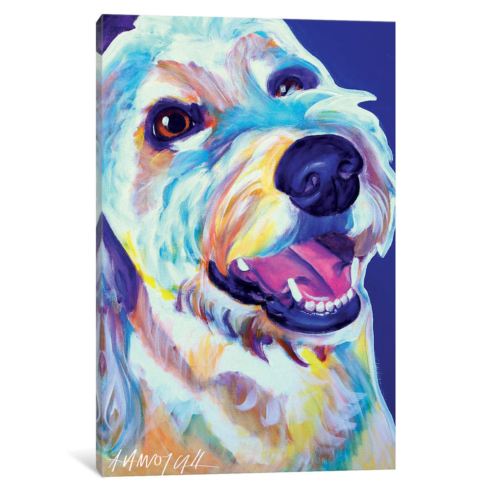 Penny The Goldendoodle by DawgArt - Wrapped Canvas Print