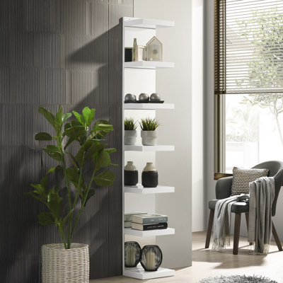 Glam Open Shelving Rack with Mirrored Back Living Room Wooden Furniture by Latitude Run