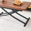 Ensemble de table et de chaises fonctionnelles avec plateau en grain de bois de noyer, pieds en métal noir, quatre chaises de salle à manger en coton respirant, réglables pour différentes utilisations, hauteurs haut de gamme-1516502268
