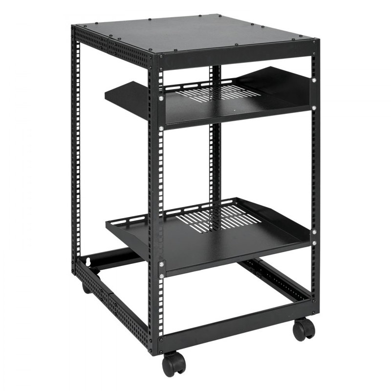 Support de serveur à cadre ouvert 15U 15 po, profondeur réglable de 23 po à 40 po, support de serveur réseau autoportant ou mural, support AV à 4 colonnes avec roulettes, pouvant accueillir tout votre équipement de réseau informatique