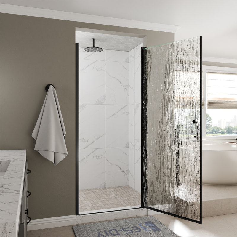 34 à 36 po X P 72 po H Porte de douche pivotante en verre sans cadre Verre trempé certifié SGCC