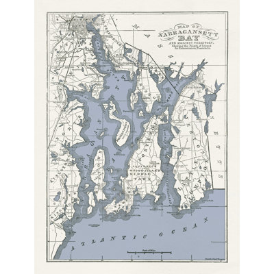 Narragansett Bay Map II - impression sur toile tendue