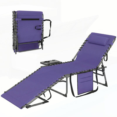 Chaise longue pliante d'extérieur avec dossier réglable à 5 niveaux et tissu Oxford 600D confortable pour la détente