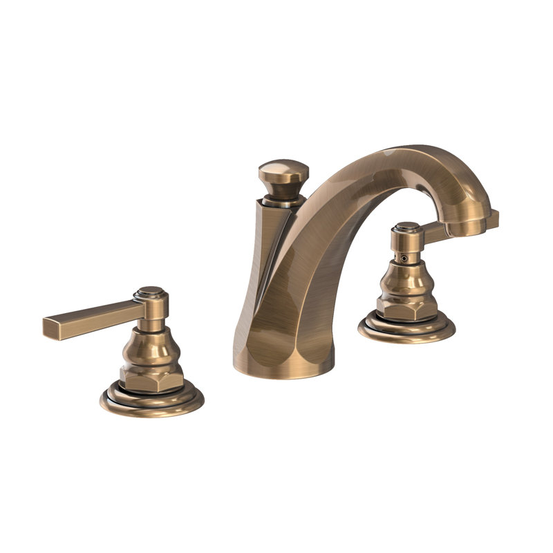 Astor Widespread Bathroom Faucet with Drain Assembly, Antique Brass