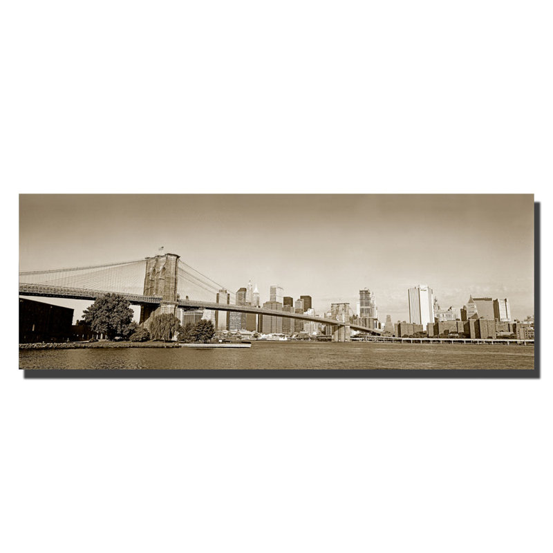Rindge «Brooklyn Bridge» par Preston, reproduction de photo sur toile tendue encadrée, H 16 po x l 47 po x P 2 po