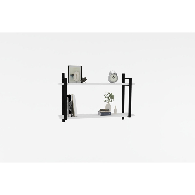 Tablette murale moderne, blanche, 35,4 x 23,6 x 8,7 pouces | 100% panneau de particules enduit de mélamine, épaisseur: 0,7 pouce | Conception peu encombrante, fixation murale, parfaite pour la décoration de la maison et du bureau, élégante et fonctionnelle