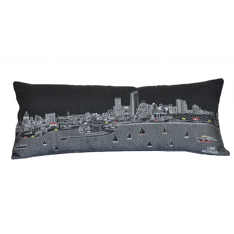 Coussin Milwaukee Skyline, Noir