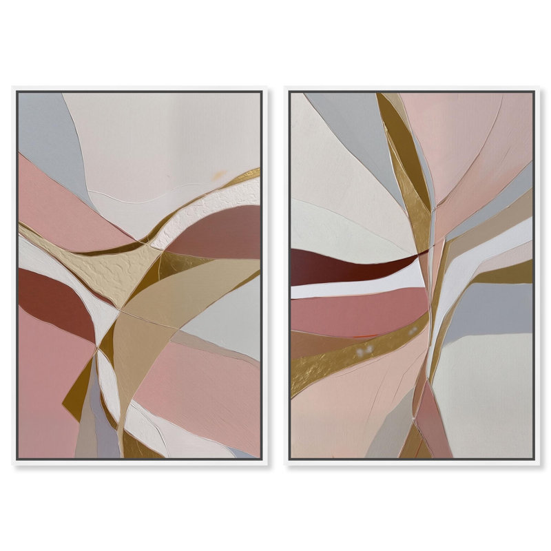 Gold Split Duo Canvas Print Abstract Boho Art Set by Art Remedy, Black Frame, 10 x 15, H 37 po x l 25 po, Cadre blanc