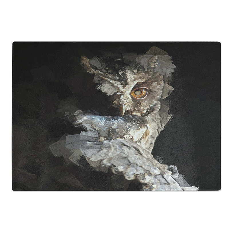 Tempered Glass Owl Chopping Board, 39 cm W x 28.5 cm L