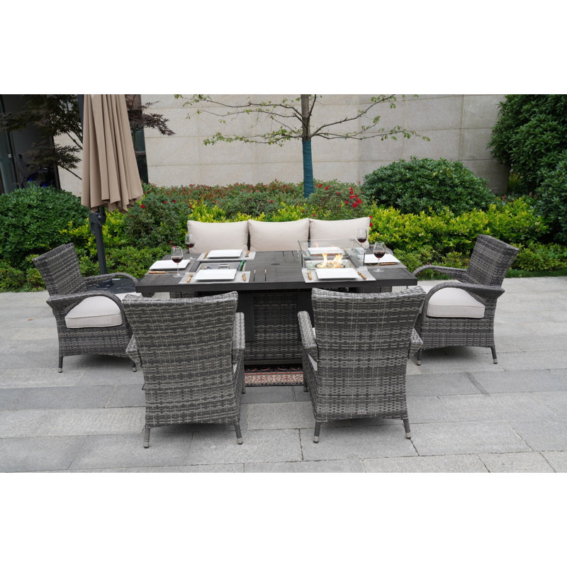 Aliaksey 7 - Person Patio Conversation Set with Cushions