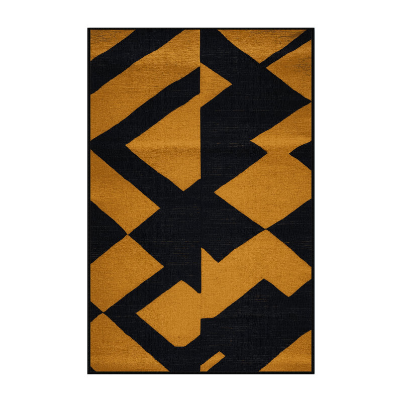Tapis damier noir lavable à la machine, Rectangle 6 pi x 9 pi