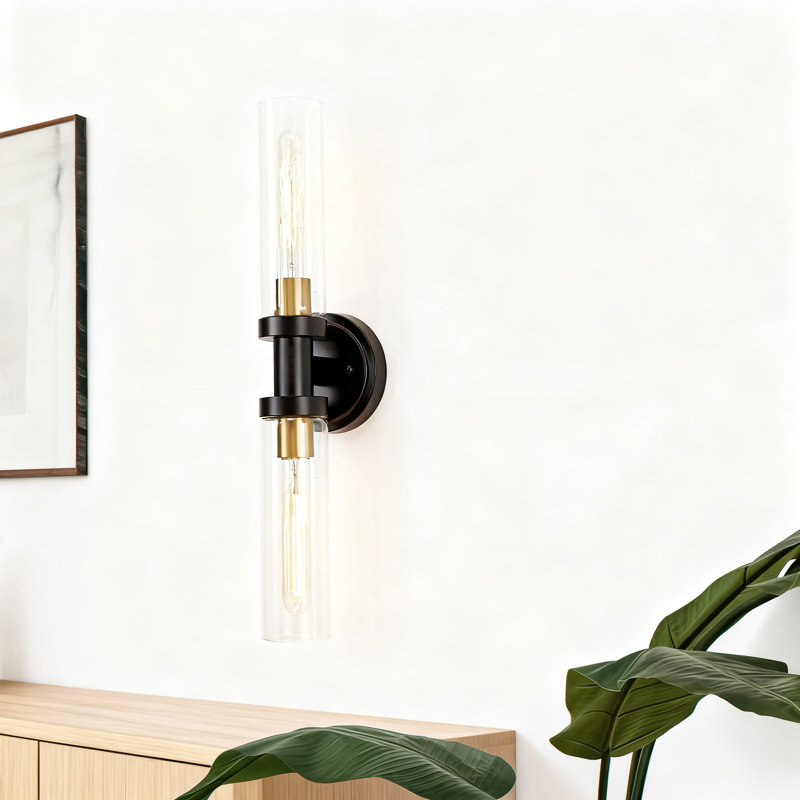 Modern Bathroom Sconces Wall Lighting With Clear Glass Shades, 2-Light Vanity Fixture For Mirror, Living Room, Hallway, E26 Base Compatible