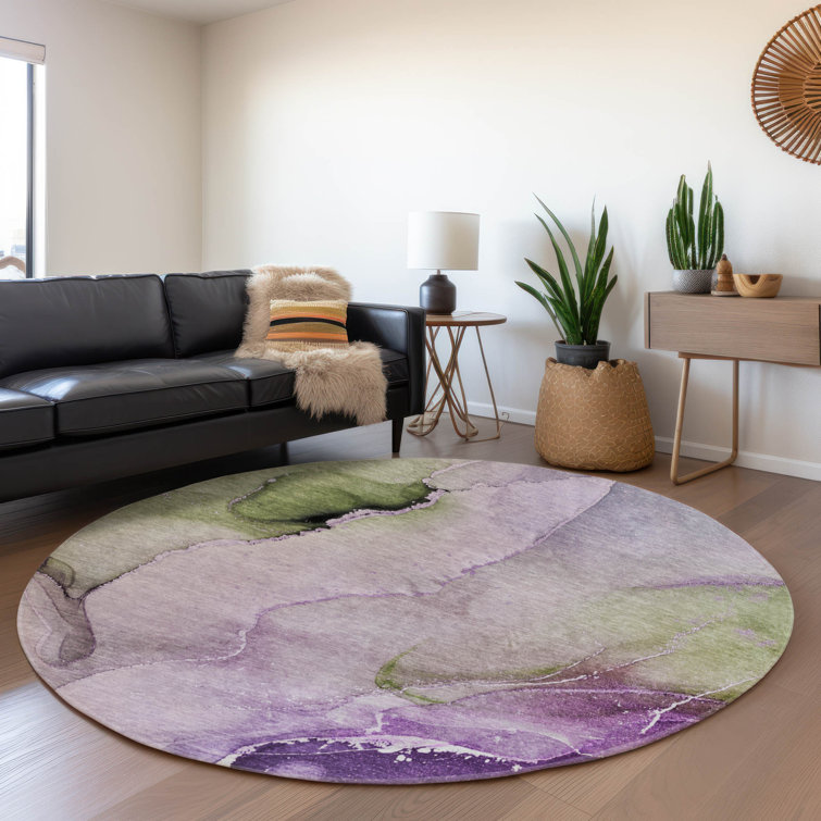 Premium Machine Washable Cerrito AMF521 Purple Rug