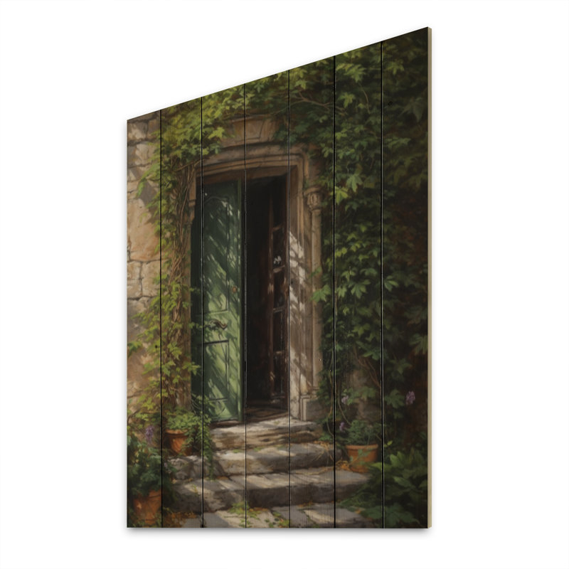 Vert et beige, porte d'entrée de la nature sur bois, impression, H 40 po x l 30 po x P 0,78 po