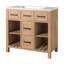 Meuble-lavabo 36 po avec lavabo SMC, 2 tiroirs, tablettes réglables, tablette ouverte, pieds en bois massif