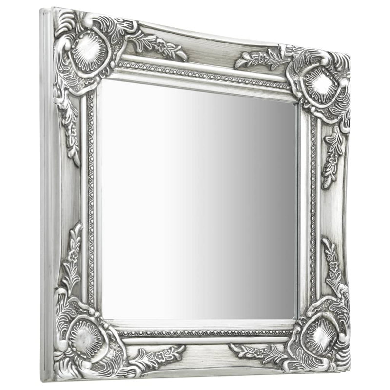 Ginsberg Wood Square Wall Mirror, 40cm H x 40cm W, Silver