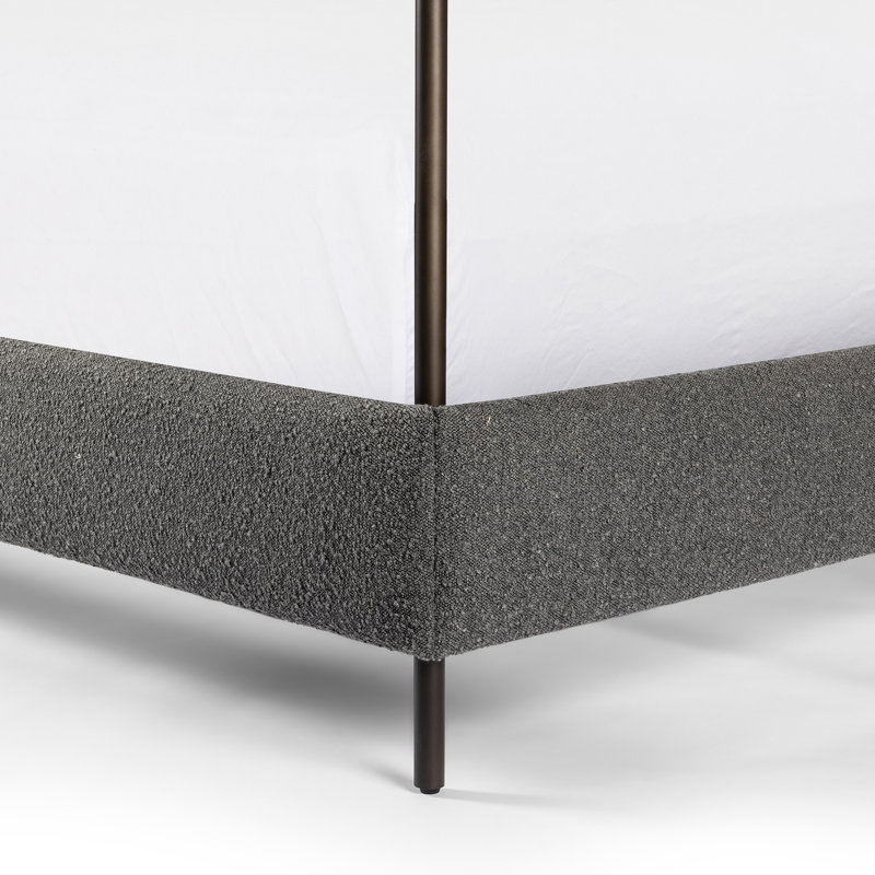 Anderson Upholstered King Canopy Bed, King, Knoll Charcoal