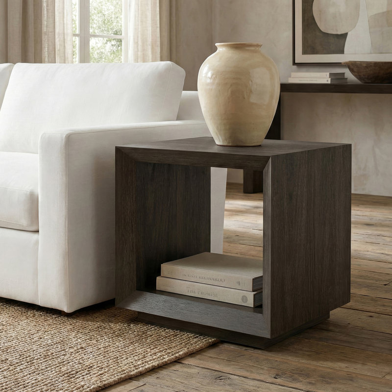 Evie Tannen 22'' W Rectangular End Table, Alder Brown