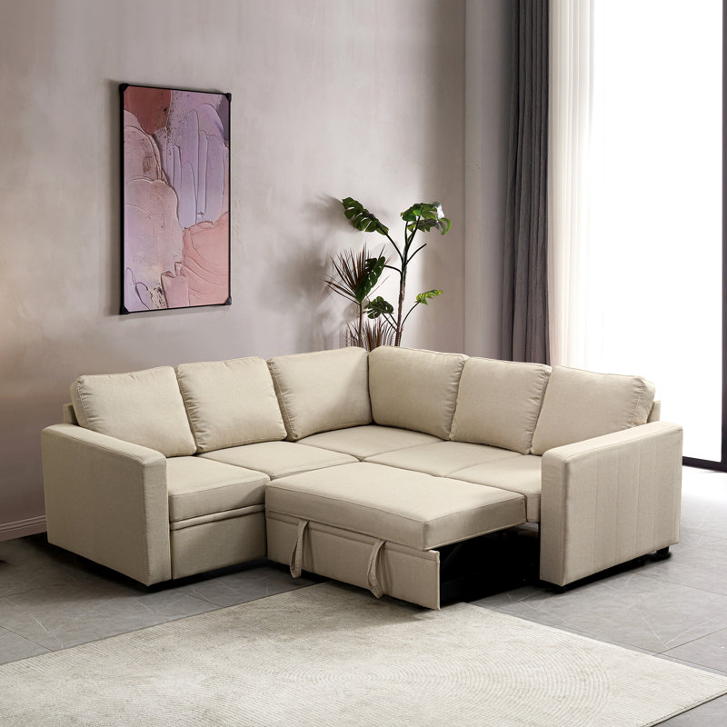 Canapé-lit modulaire, Polyester beige