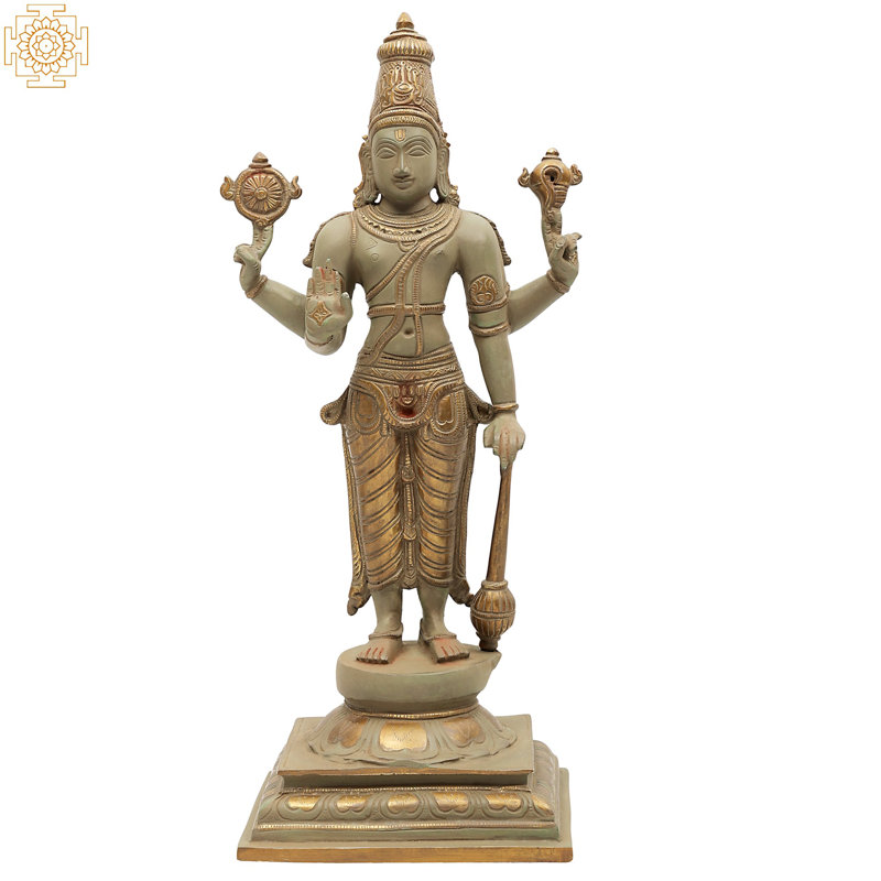 Figurine Bhawawan Vishnu debout sur piédestal