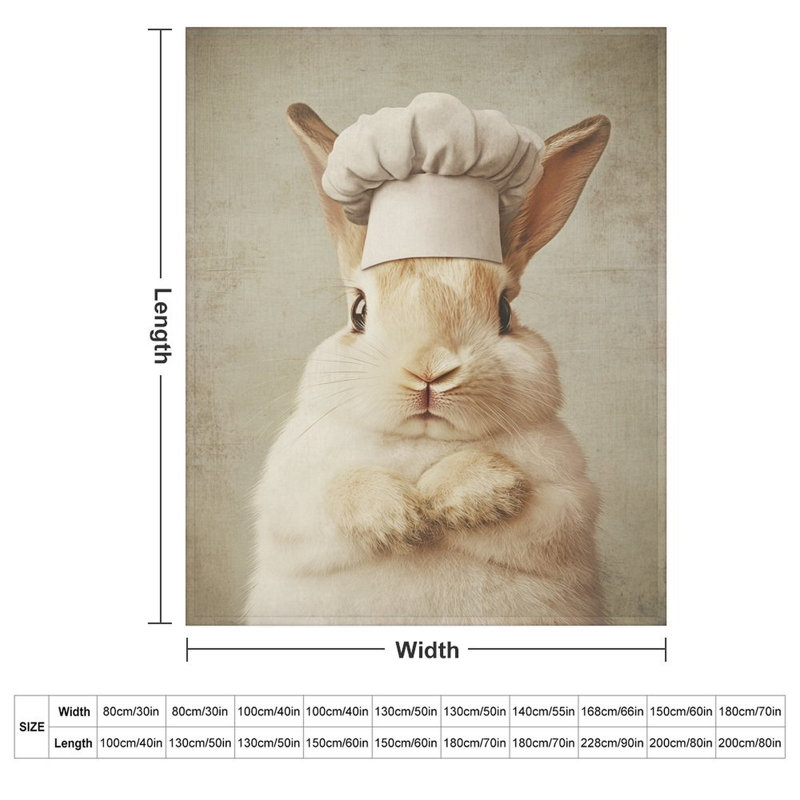 Jeté en flanelle de luxe Bunny Chef, 40 po x 50 po