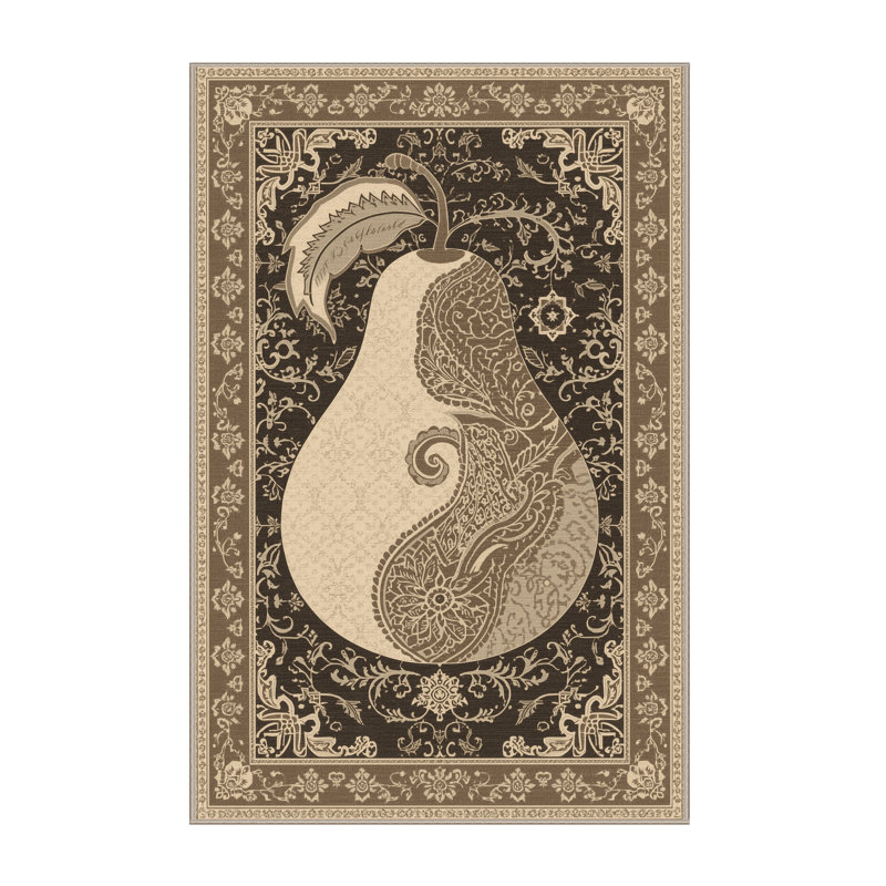Tapis oriental brun pâle et beige lavable à la machine Aedan, 8 x 10