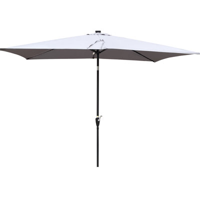10Ft X 6.5Ft Rectangular Solar Umbrella With Led Lights. Canopy, User- Crank & Tilt. For Backyard, Garden, Poolside. Pole Patio 26 - 10X6.5Ft. Effortless Enhance Your Pool.