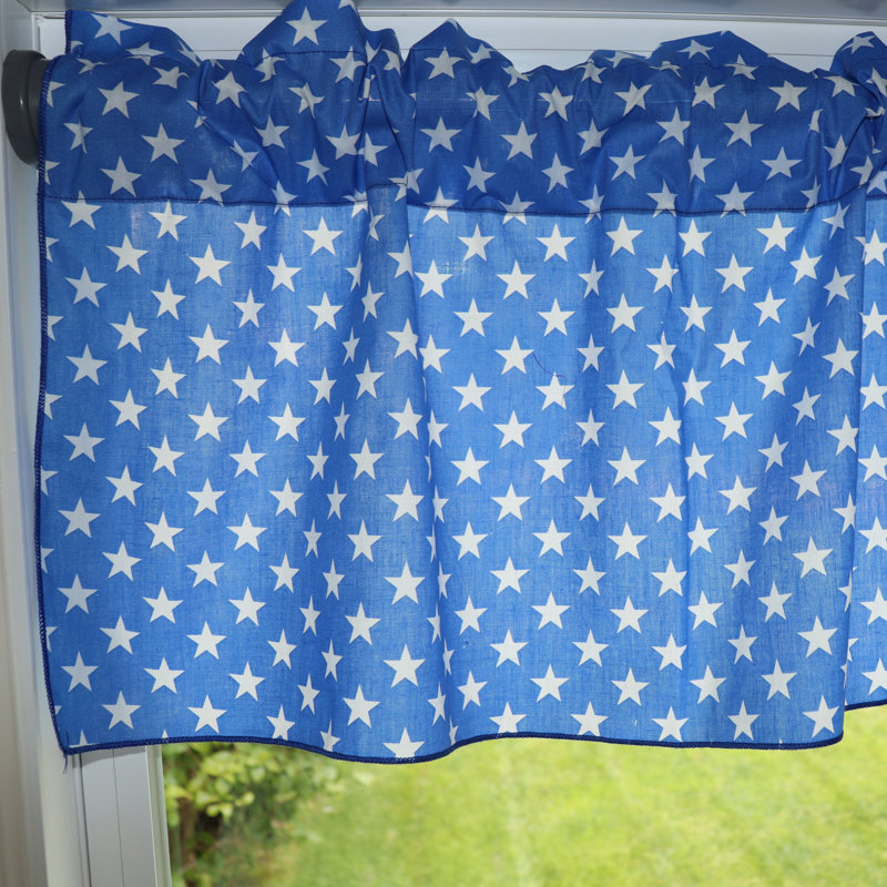 Cantonnière à motif d'étoiles, Bleu, L 58 po x L 20 po