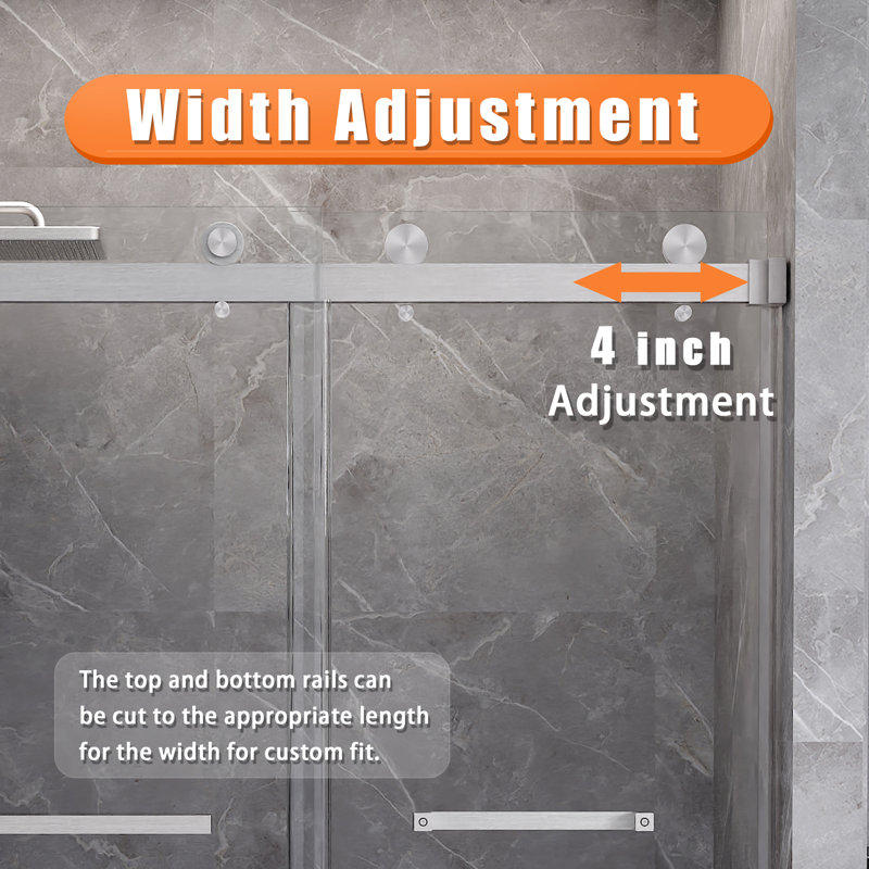 56-60 in. W x 76 in. H Double Sliding Frameless Shower Door in Brushed Nickel with 5/16 in.（8mm）Clear Tempered Glass