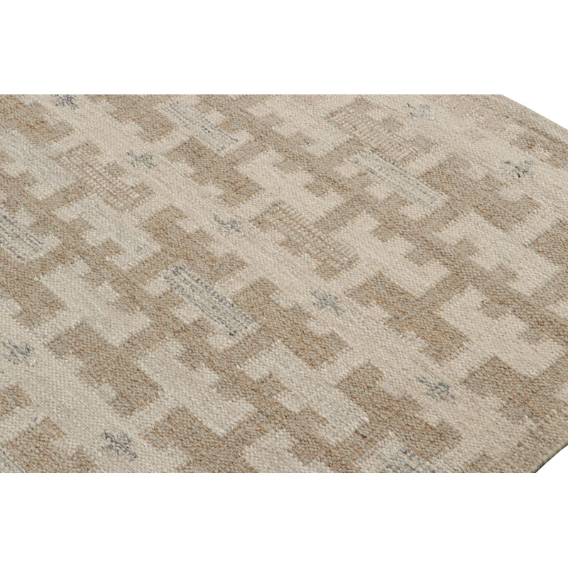 Rug & Kilim’S Scandinavian Rug With Beige-Brown Geometric Pattern, Rectangle 8' x 10'
