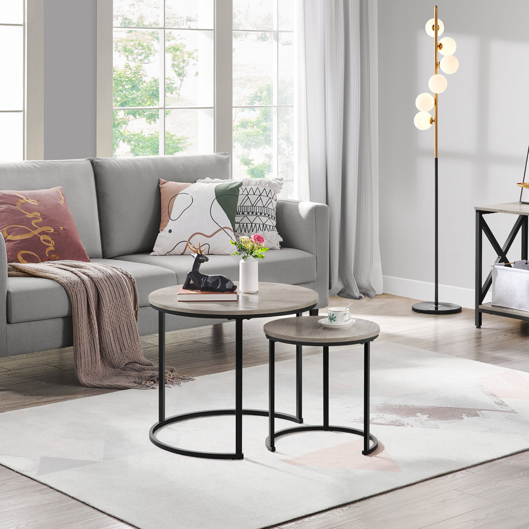 Metal Frame Coffee Table, Round Nesting Table Set