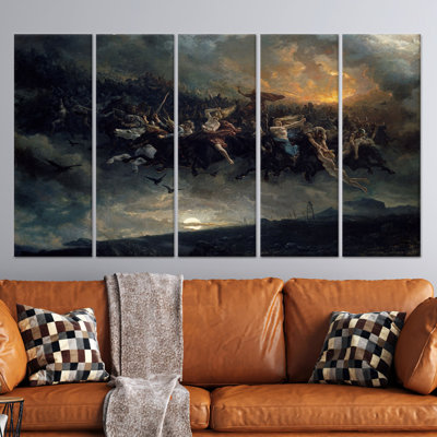 Elegant Odin Wild Hunt Print: Norse Myth Canvas Artwork,5P Wrapped Canvas