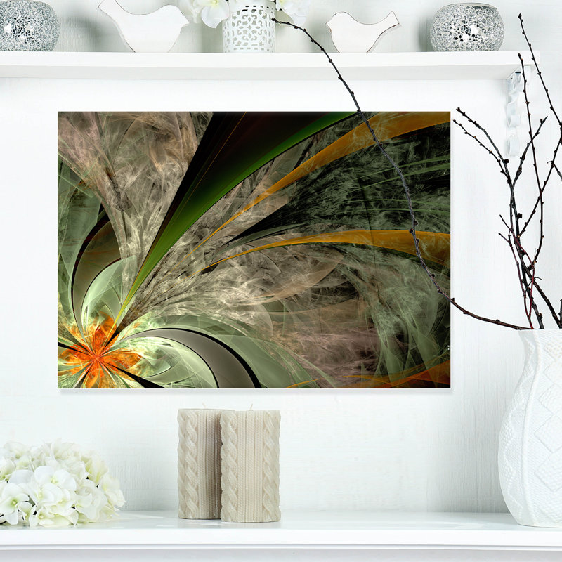 Fleur symétrique, impression sur toile tendue, H 20 po x l 20 po x P 1 po, Métal